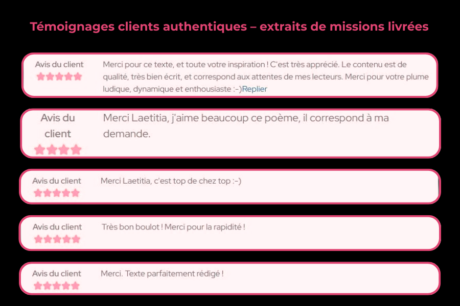 Témoignages sur les missions de copywriting et storytelling
