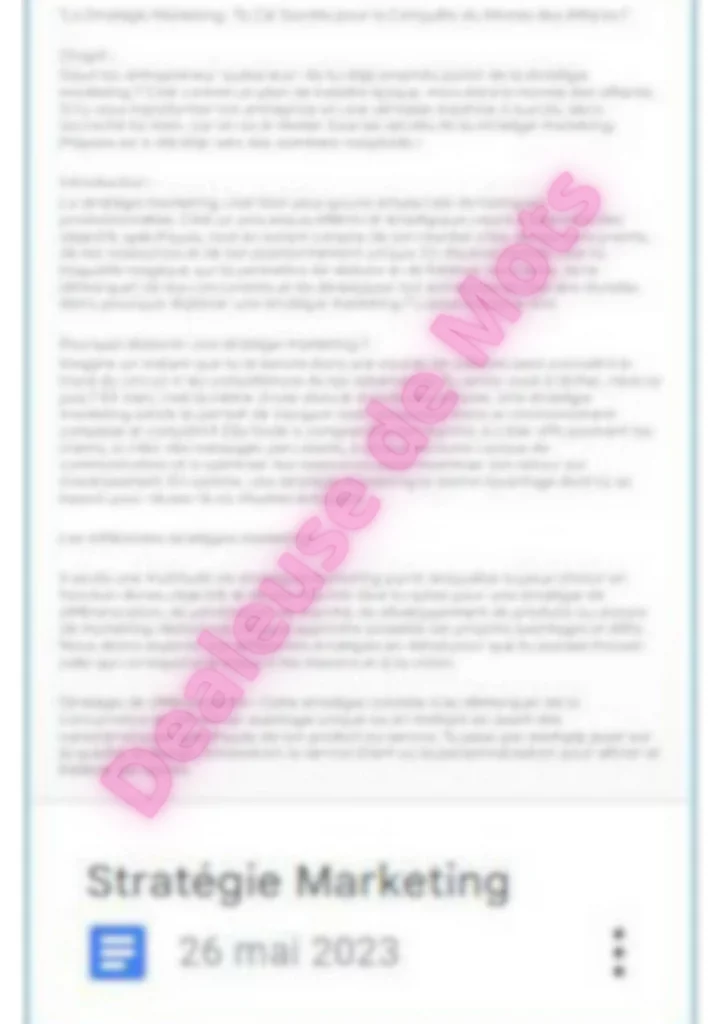 Article SEO 3500 mots – stratégie marketing Structure d’un article long SEO de 3500 mots sur la stratégie marketing – Livrable client en version confidentielle.